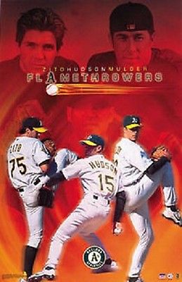2002 Oakland A\'s Pitchers Zito Mulder Hudson Original Starline Poster OOP