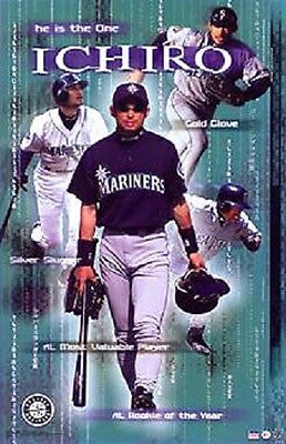 2002 Ichiro \"He Is The One\" Seattle Mariners Original Starline Action Poster