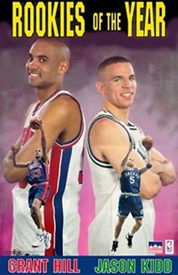1995 Jason Kidd  Grant Hill Rookies of the Year Original Starline Poster OOP