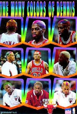 1997 Dennis Rodman\"The Many Colors of Dennis\"Chicago Bulls Starline Poster OOP