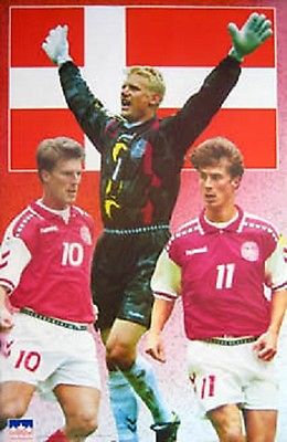 1998 DENMARK Original Starline Poster OOP P.Schmeichel, Brian & Michael Laudrup