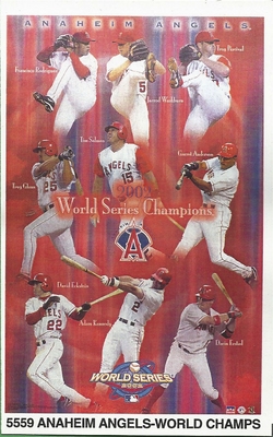 2002 ANAHEIM ANGELS WS CHAMPS Original Starline Poster MINI Promo Piece 3x5