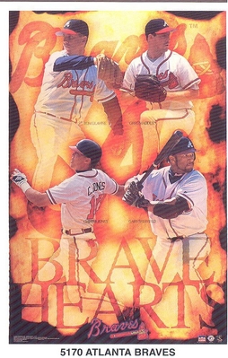 Maddux Glavine Jones Sheff ATLANTA BRAVES  Starline Poster MINI Promo Piece 3x5