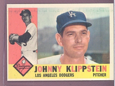 1960 Topps #191 Johnny Klippstein EXMT/NM LOS ANGELES DODGERS crease free