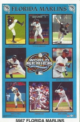 2003 FLORIDA MARLINS WS Beckett Pudge Miggy Starline Poster MINI Promo Piece 3x5