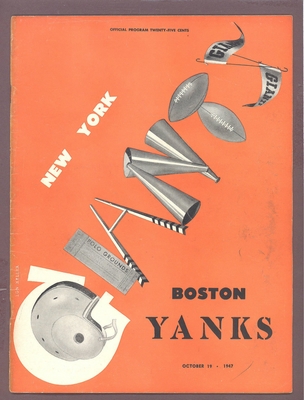 NEW YORK GIANTS  vs. BOSTON YANKS 10-19-1947 NFL Game Program  EX