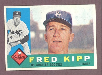 1960 Topps #202 Fred Kipp EXMT/NM LOS ANGELES DODGERS crease free