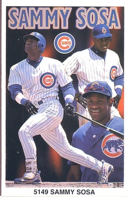 Sammy Sosa CHICAGO CUBS COLLAGE Original Starline Poster MINI Promo Piece 3x5