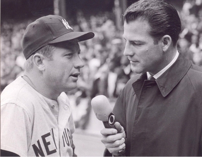 Mickey Mantle New York Yankees interviewed by Frank Gifford 8X10 Glossy Photo