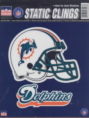 12 Miami Dolphins 6 inch Static Cling Stickers