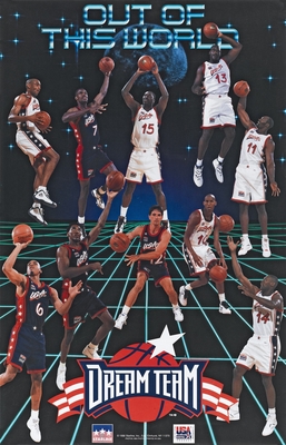 1996 Dream Team Collage Original Starline Poster OOP w/ Shaq Hill Malone Hakeem