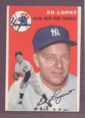 1954 Topps #5 Ed Lopat EX-MT+ NEW YORK YANKEES crease free