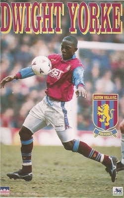 DWIGHT YORKE ASTON VILLA FC Original Starline Poster MINI Promo Piece 3x5