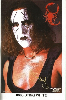 STING WHITE FACE Original Funky Posters Wrestling MINI Promo Piece 3x5