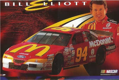Bill Elliott McDonalds 94 NASCAR Poster MINI Promo Piece 3x5