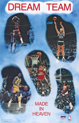 1987 Dream Team Starline Poster OOP Jordan Magic Bird Dominique Olajuwon RARE