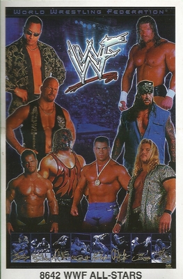 WWF All-Stars Original Funky Posters Wrestling MINI Promo Piece 3x5