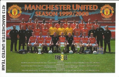 1999/2000 TEAM MANCHESTER UNITED Original Starline Poster MINI Promo Piece 3x5