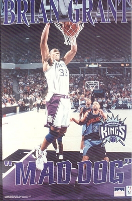 1995 Brian Grant Sacramento Kings \"Mad Dog\" Original Starline Poster OOP