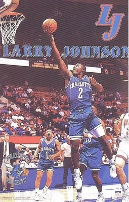 1993 Larry Johnson Charlotte Hornets LJ Original Starline Poster OOP