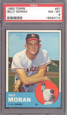 1963 Topps #57 Billy Moran PSA 8 NM-MT LOS ANGELES ANGELS