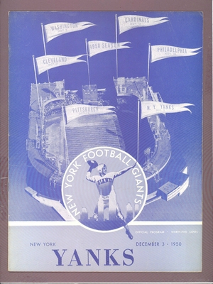 NEW YORK GIANTS  vs. NEW YORK YANKS 12-3-1950 NFL Game Program  EX-MT