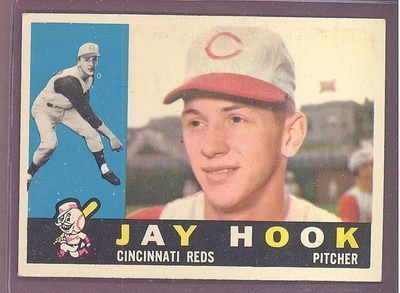 1960 Topps #187 Jay Hook EXMT/NM  CINCINNATI REDS crease free