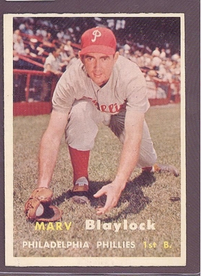 1957 Topps #224 Marv Blaylock NM PHILADELPHIA PHILLIES crease free