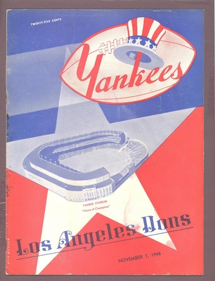 AAFC NEW YORK YANKEES  vs. LOS ANGELES DONS 11-7-1948 Game Program  EX+