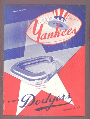 AAFC  NEW YORK YANKEES vs. BROOKLYN DODGERS 11-14-1948 Game Program  EX+