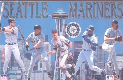 1996 Seattle Mariners Collage Original Starline Poster OOP Griffey Arod Johnson