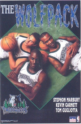 1997 Minnesota Timberwolves \"The Wolfpack\" Original Starline Poster OOP