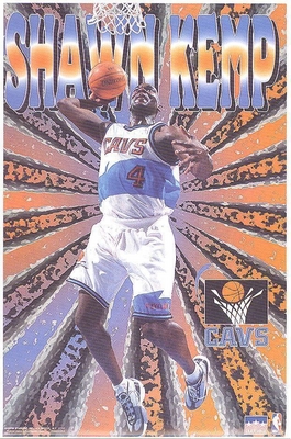 1997 Shawn Kemp Cleveland Cavaliers Glow Original Starline Poster OOP