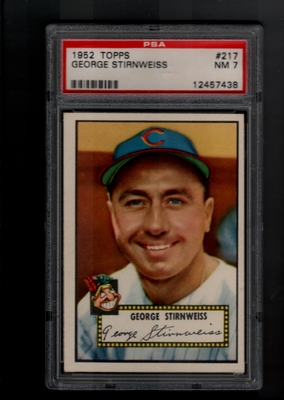 1952 Topps #217 George Stirnweiss PSA 7 NM CLEVELAND INDIANS