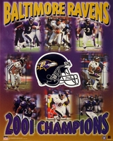 2001 Baltimore Ravens SB Champs 16x20 Starline Poster OOP