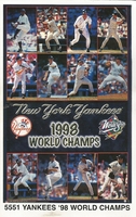 1998 NEW YORK YANKEES CHAMPS Jeter Rivera Starline Poster MINI Promo Piece 3x5