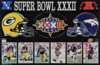 1998 SB XXXII Dueling Helmets Packers- Broncos Starline Poster OOP Favre & Elway