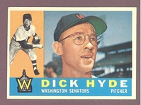 1960 Topps #193 Dick Hyde EXMT/NM  WASHINGTON SENATORS crease free