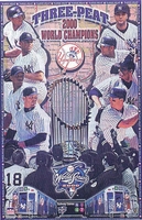 2000  New York Yankees World Champions Threepeat Original Starline Poster OOP