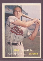 1957 Topps #041 Hal Smith NM KANSAS CITY ATHLETICS crease free