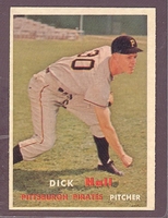 1957 Topps #308 Dick Hall EX-MT PITTSBURGH PIRATES crease free