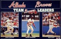 1992 Atlanta Braves Team Leaders Original Starline Poster OOP Justice Deion Gant
