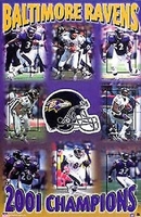 2000 Baltimore Ravens Super Bowl Champs Original Starline Poster OOP  w/Lewis