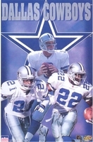 1997 Dallas Cowboys Collage Original Starline Poster OOP Emmitt Aikman Deion