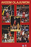 1989 Akeem Olajuwon Collage Houston Rockets Original Starline Poster OOP