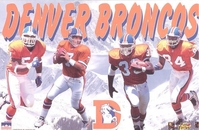 1997 Denver Broncos Collage Original Starline Poster OOP w/ Elway Sharpe Davis