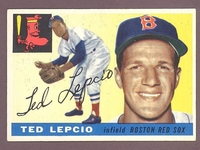 1955 Topps #128 Ted Lepcio EX+ BOSTON RED SOX crease free