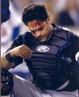 Mike Piazza New York Mets 8X10 Glossy Photo with bloodied forehead
