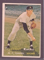 1957 Topps #185 Johnny Kucks EX NEW YORK YANKEES crease free