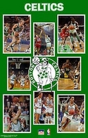 1990 Boston Celtics Collage Original Starline Poster OOP Bird McHale Parish DJ